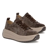 Дамски маратонки от естествена кожа - много удобни и олекотени с висока подметка и модерен външен вид за приятно ежедневно носене DP8339 D BR